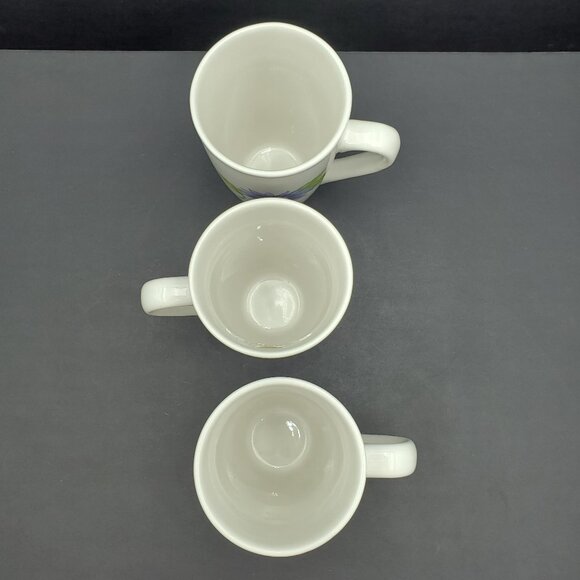 Pfaltzgraff Emma Tall Latte Mugs White Coffee Mugs Purple Pink Floral Flowers - Picture 6 of 10